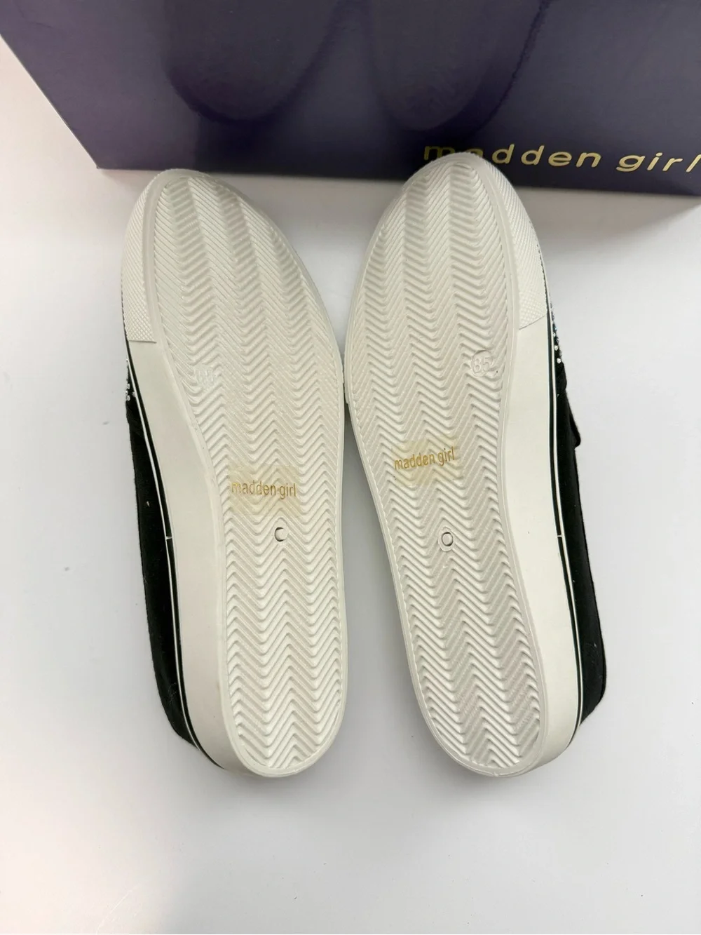 Madden Girl Black Slip-On Sneakers with Sparkling Studs